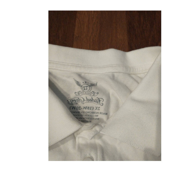 NEW FADED GLORY Lot of 2 White Navy Blue POLO COTTON STRETCH SHIRT Top - Picture 2 of 2